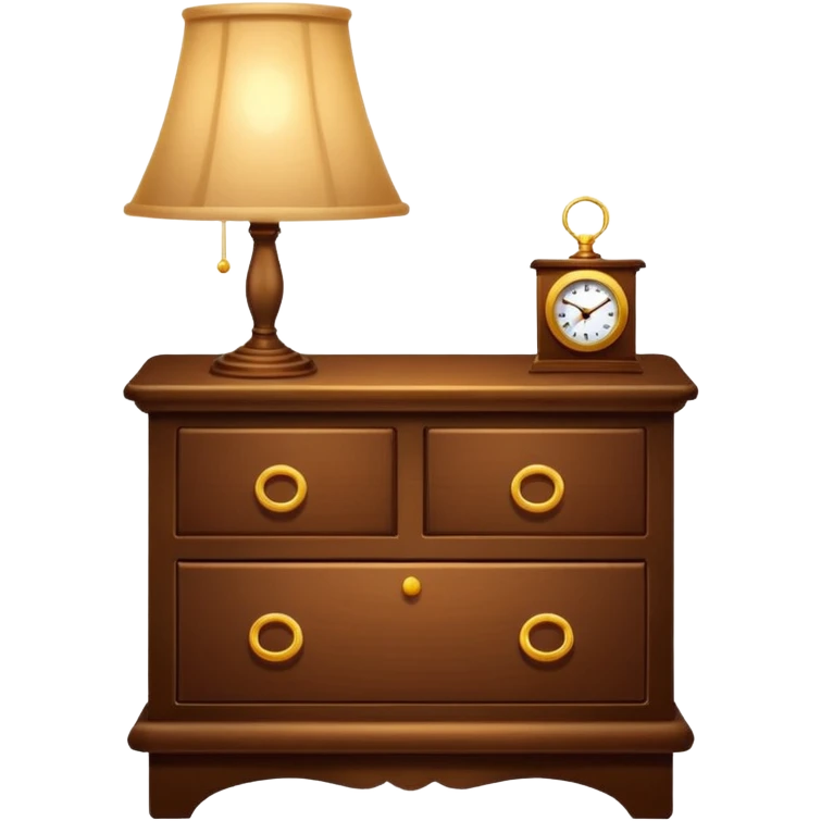 Cupboard-commode-drawer-night-bed-stand furniture with a night lamp on  emoji