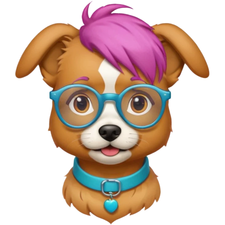 dog with colored hair and spectacles emoji