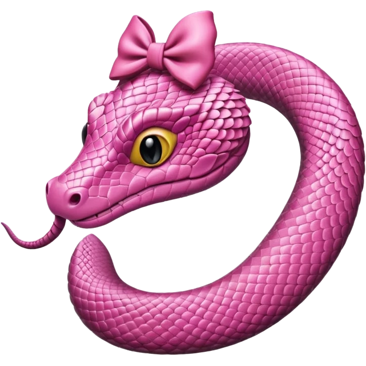 one pink snake with pookie bow on head  emoji