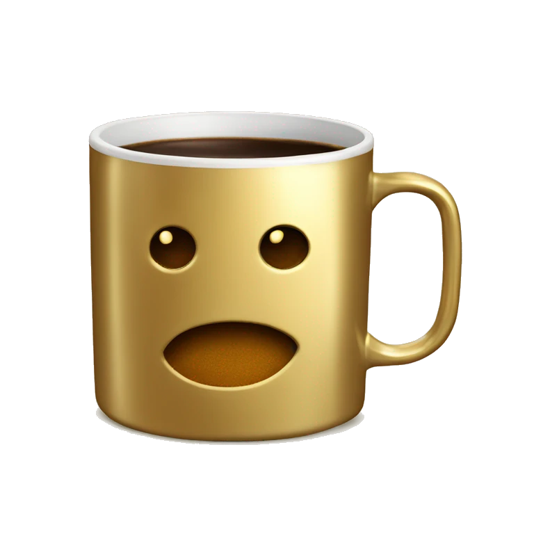 vintage Metallic Gold mug of coffe emoji