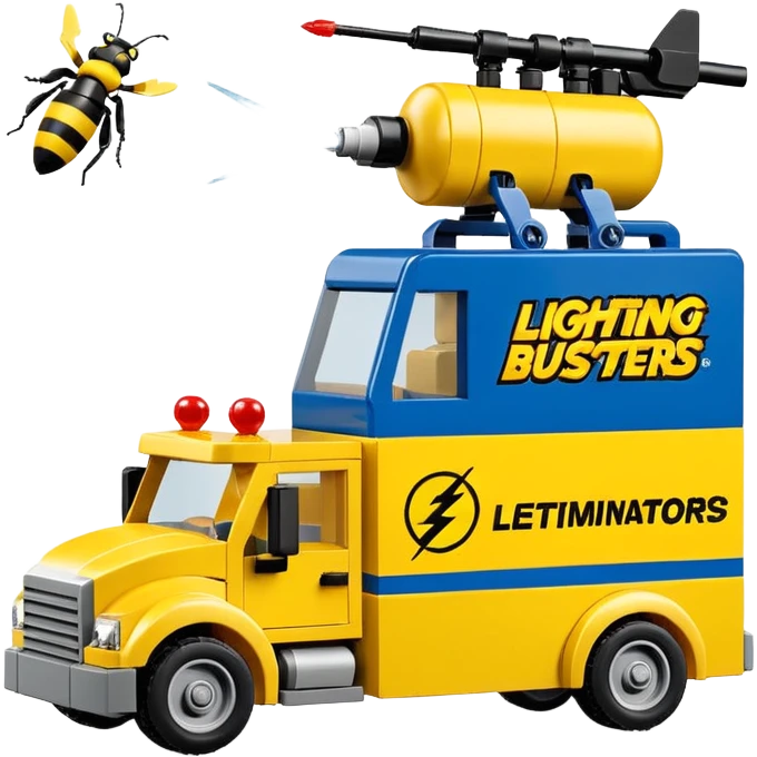  Dribble’s lightning Bug busters exterminators moving truck Lego  emoji