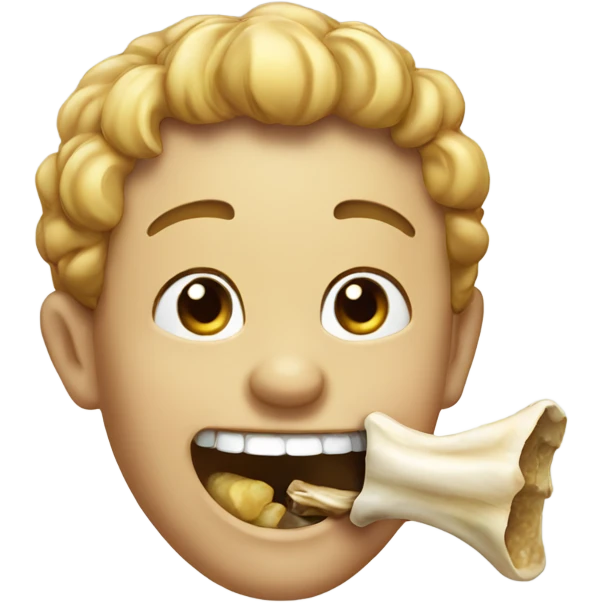 Smiling and eating a bone  emoji