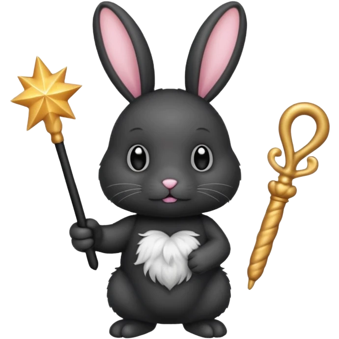 Black bunny with wand  emoji