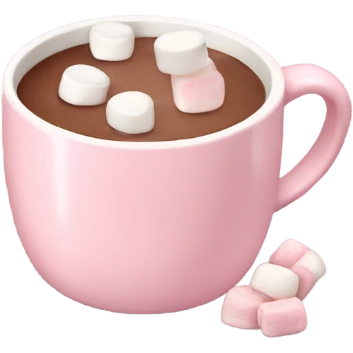 Light Pink mug of hot chocolate with marshmallows  emoji