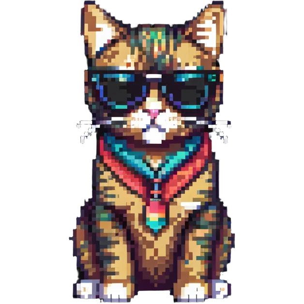 Cool cat wearing sunglasses, looking confident emoji
