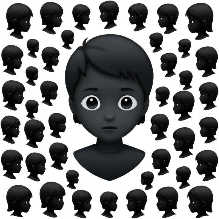 child silhouette surrounded by several larger silhouettes emoji