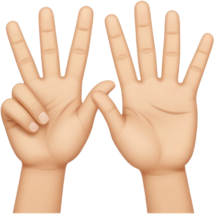 W V as hand signs. 5 fingers on each hand emoji