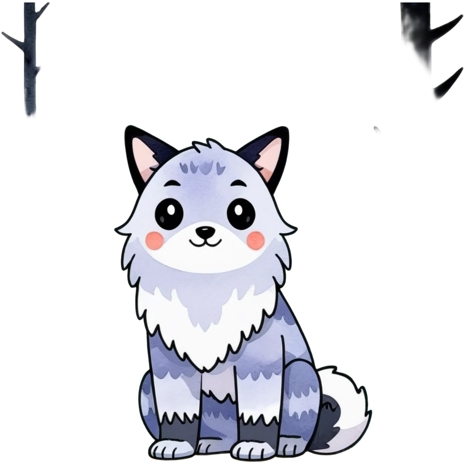 watercolor furry creature in a misty forest emoji