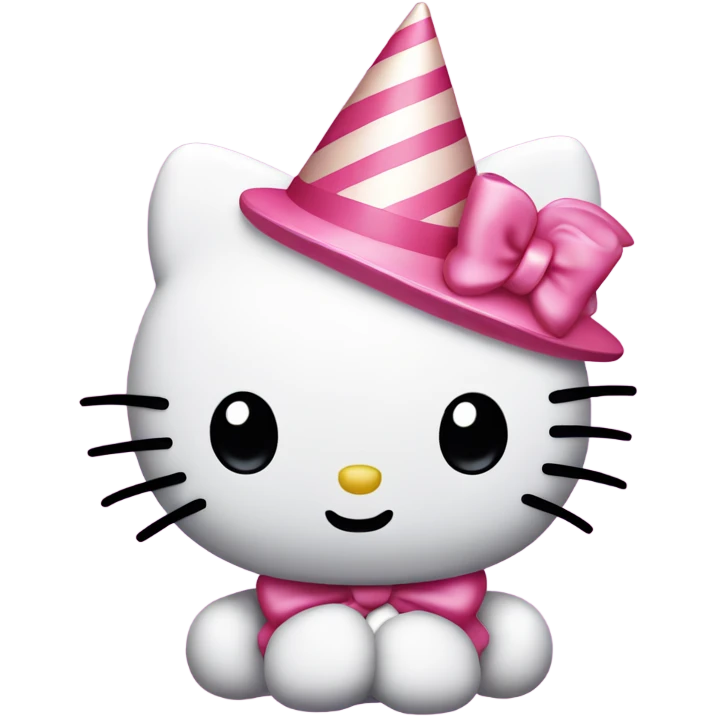 Pink hello kitty wearing a party hat emoji