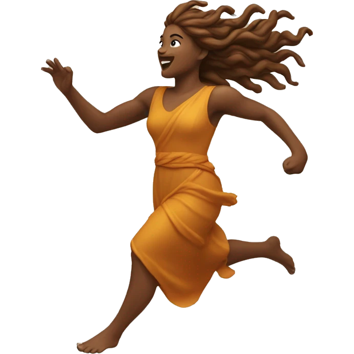 autumn goddess sprinting, with a large stride and arms outstretched emoji