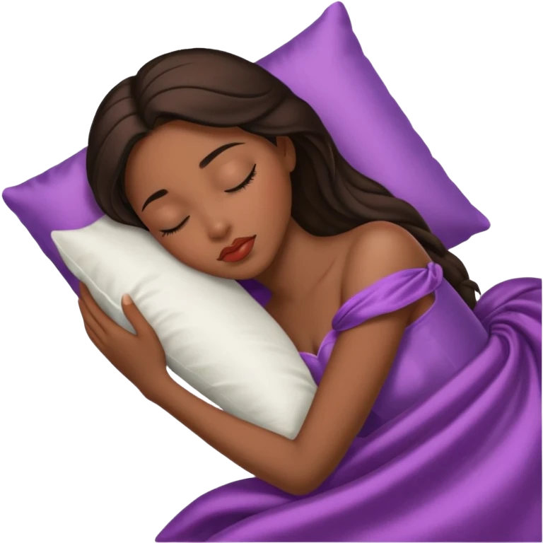 sleeping beauty brunette  black girl with a silk pillow emoji