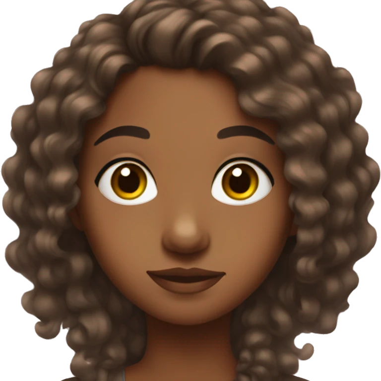 Brown girl with cute eyelashes and hair down emoji