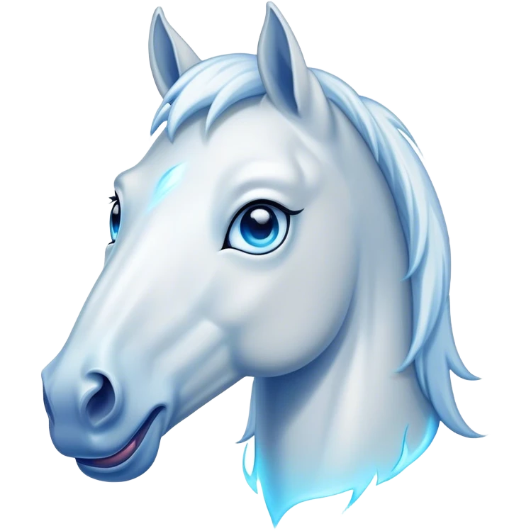 Cinematic Comical White Horse Portrait Emoji, Head tilted dramatically with an exaggeratedly amused expression, featuring a striking white fur with a glossy finish and wide, expressive blue eyes filled with playful disbelief, Simplified yet hilariously expressive features, highly detailed, glowing with a slightly sassy glow, high shine, dramatic yet playful, stylized with an air of cheeky mischief, bright and endearing, soft glowing outline, capturing the essence of a spirited and over-the-top horse, so meme-worthy it feels like it could side-eye its way into internet fame instantly! emoji