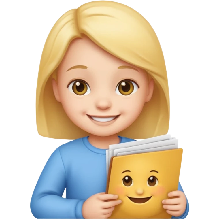 cute baby holding a contract, smiling, emoji style emoji
