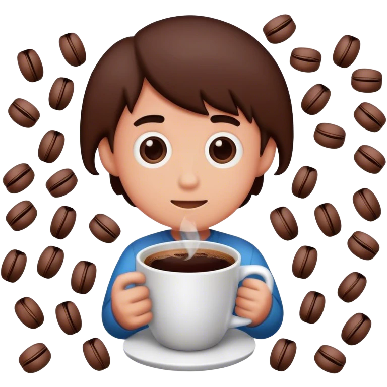 A boy made of coffee and coffee cups emoji