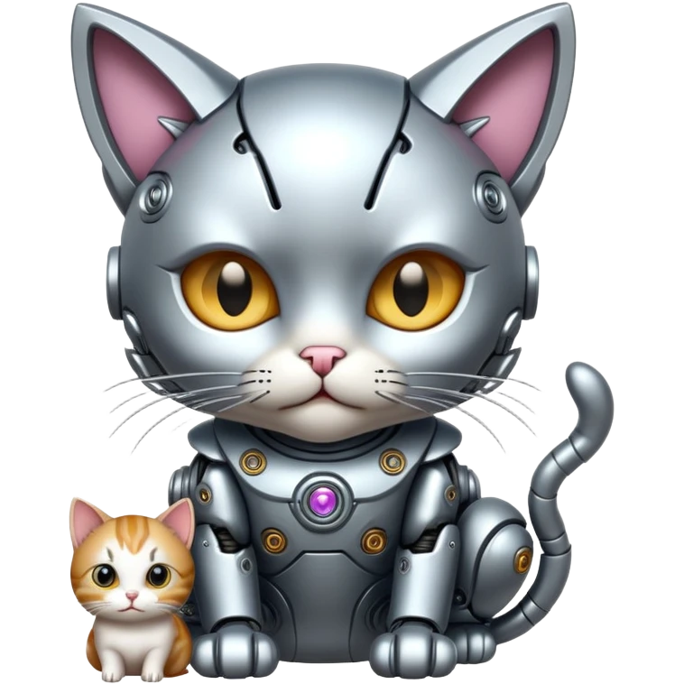 Cyborg with tiny cat emoji