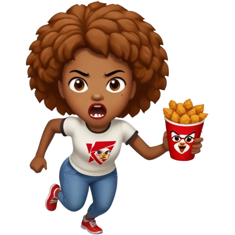 tsion angry black girl ragebait fat running 100 kfc chicken dirty mouth angry bad word emoji