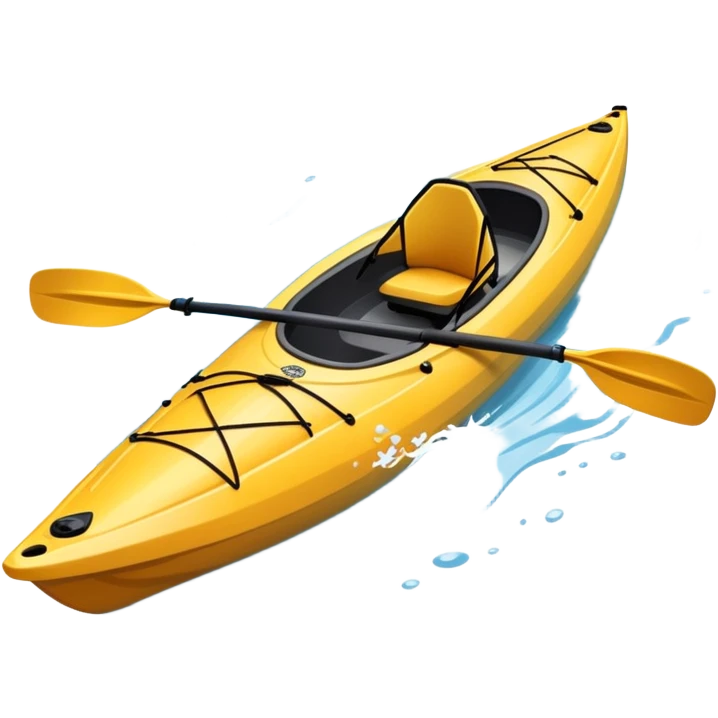 An icon showing a close-up of a sleek kayak with double-bladed paddles gliding through water. Splashes surround the boat as it cuts across a calm surface, symbolizing speed and focus. Transparent background emphasizes the dynamic and personal nature of kayak paddling. emoji