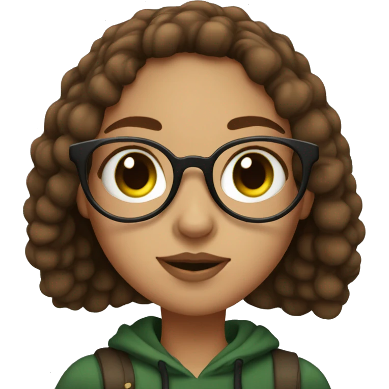 girl with glasses, green eyes, septum piercing and brown hair emoji