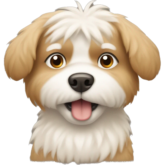 Nervous small tan and white fluffy dog.  emoji