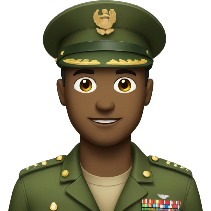 military man with green uniform and cap emoji