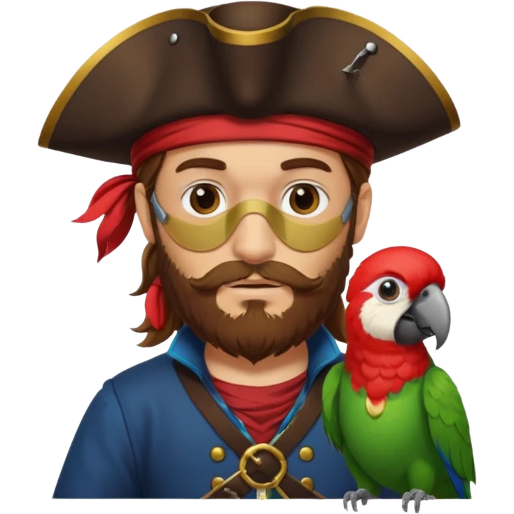["Brown-haired pirate with beard, parrot on shoulder."] emoji