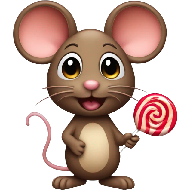 Brown mouse with lollipop emoji