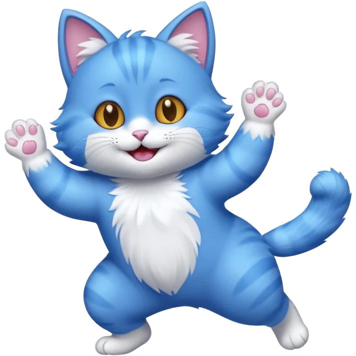 a  cute dancing blue cat emoji