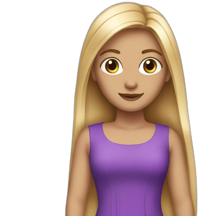 Long blond straight hair purple dress emoji