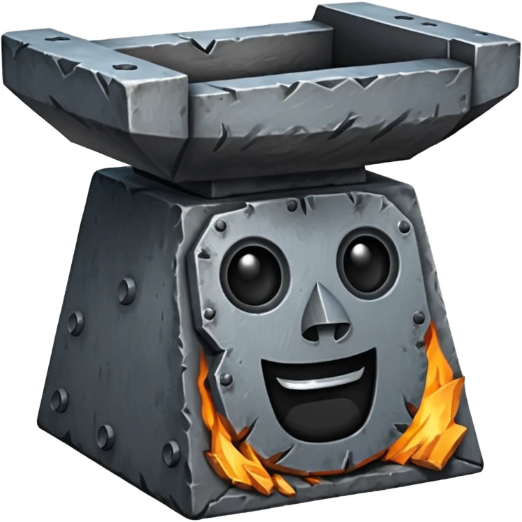 Iron anvil with face emoji