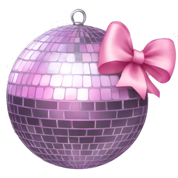 Disco ball with light pink bow emoji