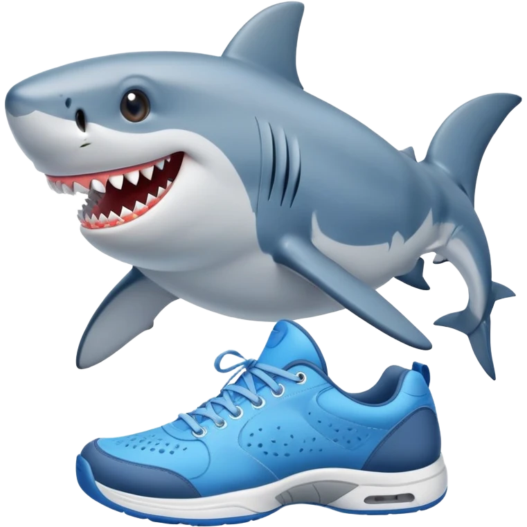 Friendly shark in blue tennis shoes emoji