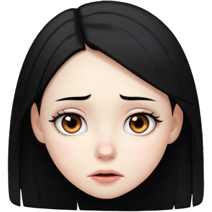 Create a girl with black hair violently choking herself emoji