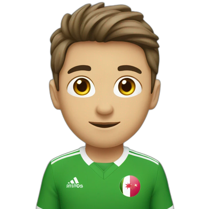 Un garçon avec un mayot de foot rose de de l'algerie emoji
