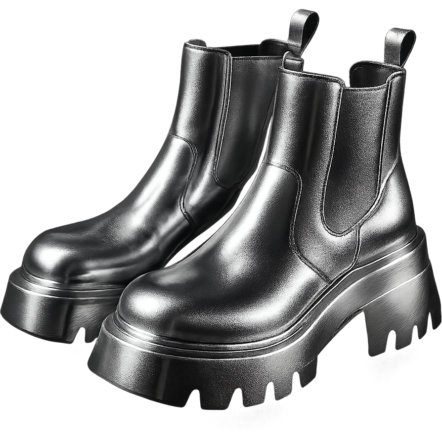 chunky chrome boots, futuristic metallic style, simple background emoji