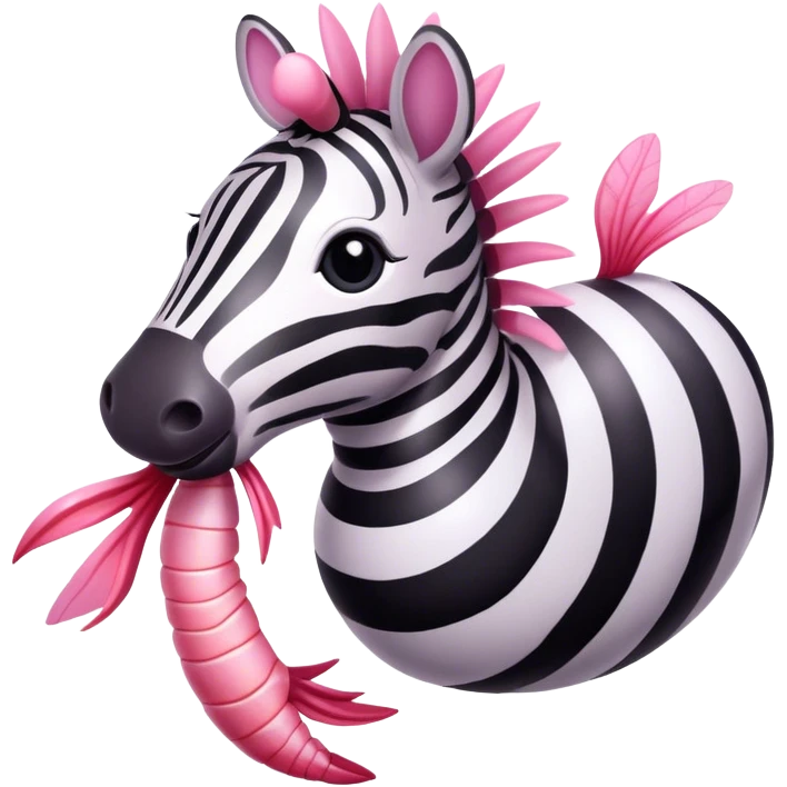Zebra with a shrimp emoji