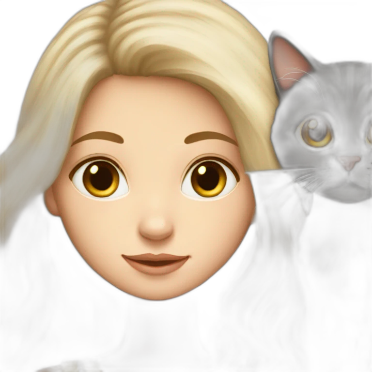 Girl-long-hair-brunette-and-cat-angora-white emoji