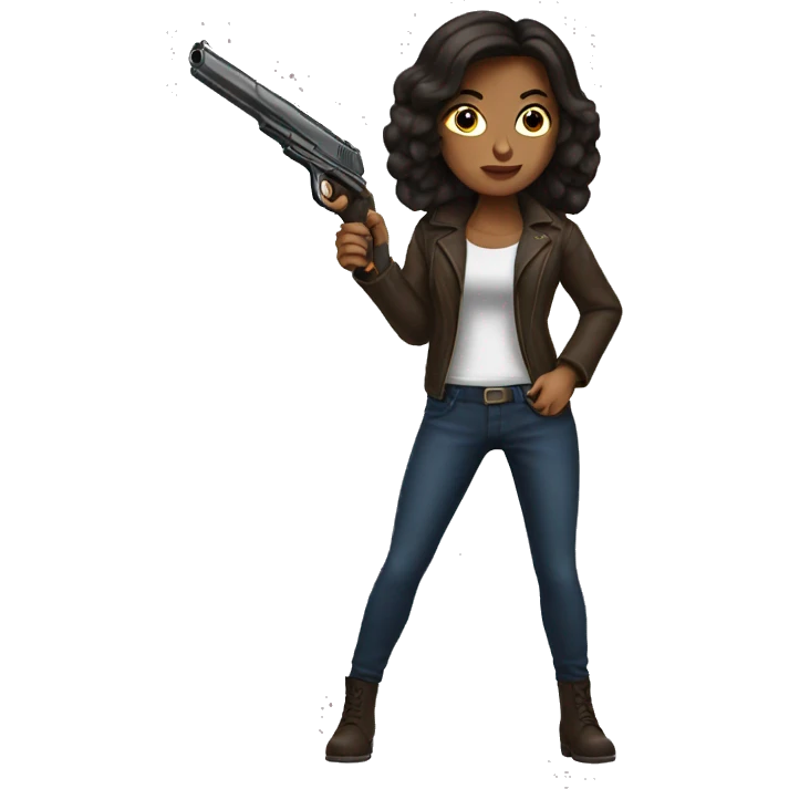 Brunette with a gun emoji