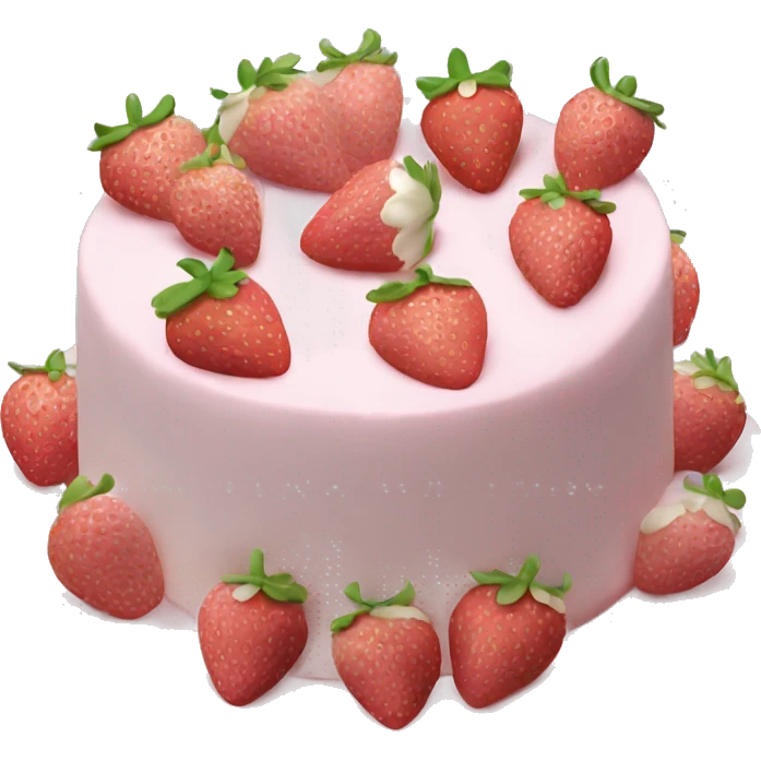 Light Pink strawberries and cream birthday cake  emoji
