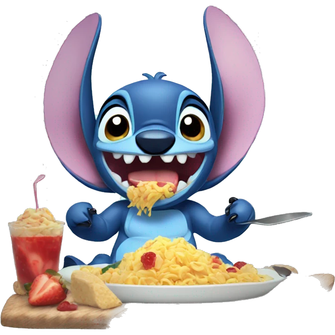 stitch comiendo lazaña emoji