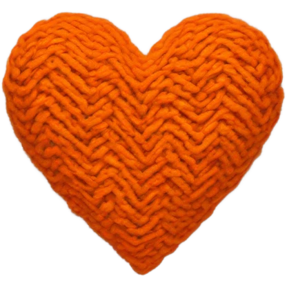 Knitted orange heart emoji