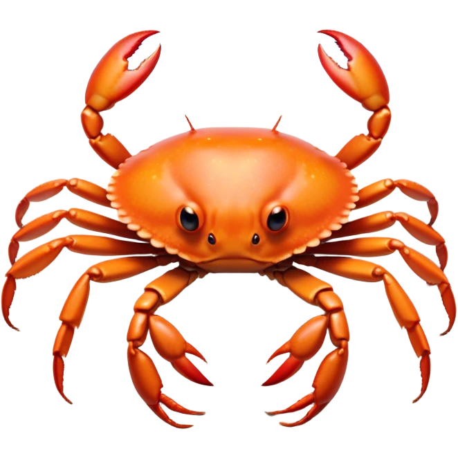 Cinematic Noble Baby Crab Portrait Emoji, Poised and curious, with a small, delicate carapace in vibrant hues, tiny, alert eyes on short stalks, and miniature, intricately detailed pincers, Simplified yet sharp and sophisticated features, highly detailed, glowing with a soft, coastal radiance, high shine, intelligent and determined, stylized with an air of seaside authority, focused and attentive, soft glowing outline, capturing the essence of a watchful and confident juvenile crustacean that appears ready to scuttle out of the screen with effortless charm! emoji