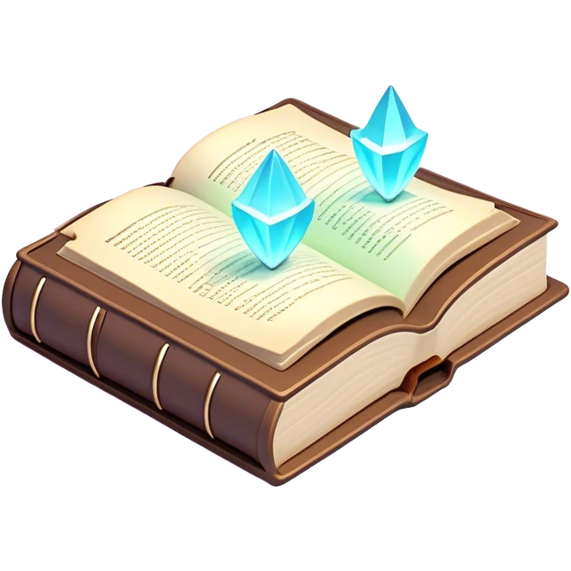Clash of Clans aesthetic: Cinematic Playful 3D Isometric Spell Book Emoji, rendered in a 3D vector-style similar to standard emojis with minimal shading and bold, simplified shapes. A compact, distinct form with signature details, softly glowing with a fantasy RPG magic charm. Simplified yet unmistakably iconic, highly detailed and consistent, glowing with a soft radiance and high shine. Stylized with a touch of heroic grandeur and a soft glowing outline, capturing the essence of a beloved gaming relic with a friendly, playful manner! emoji