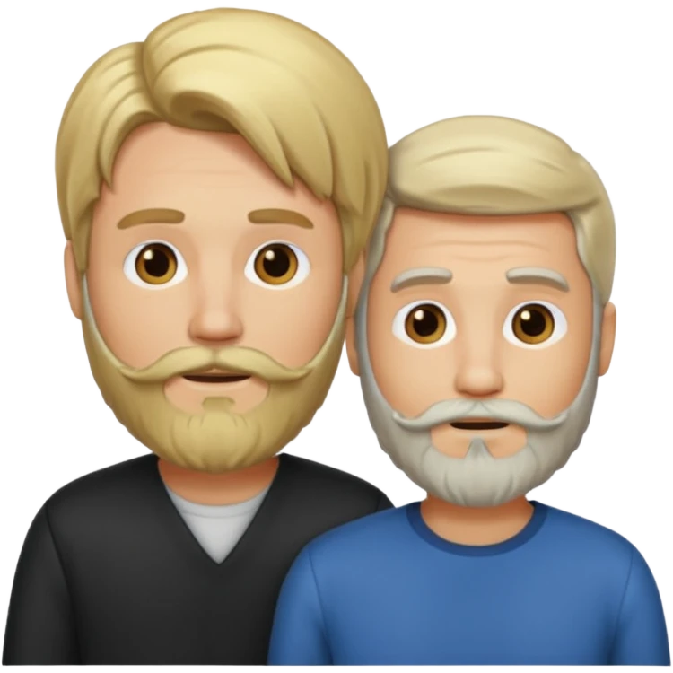 Man with a beard and long hair gathered with another short-haired blond man emoji