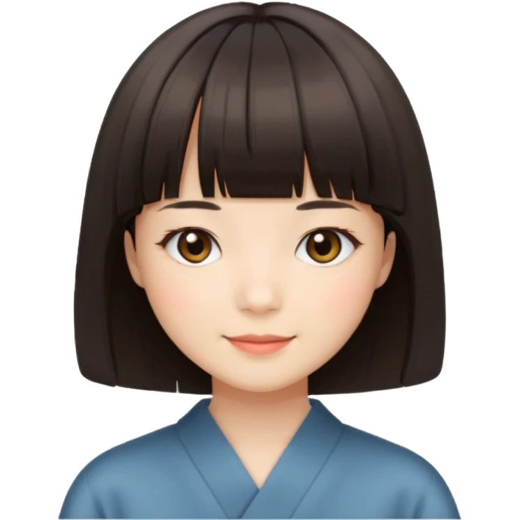Japanese girl with bob haircut and bang emoji