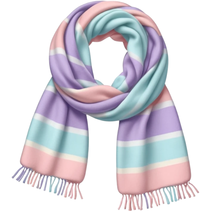 Realistic pastel horizontally thick-striped gradients winter scarf isolated. emoji