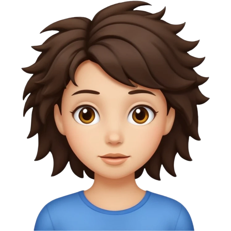 Brunette girl with funny hair emoji