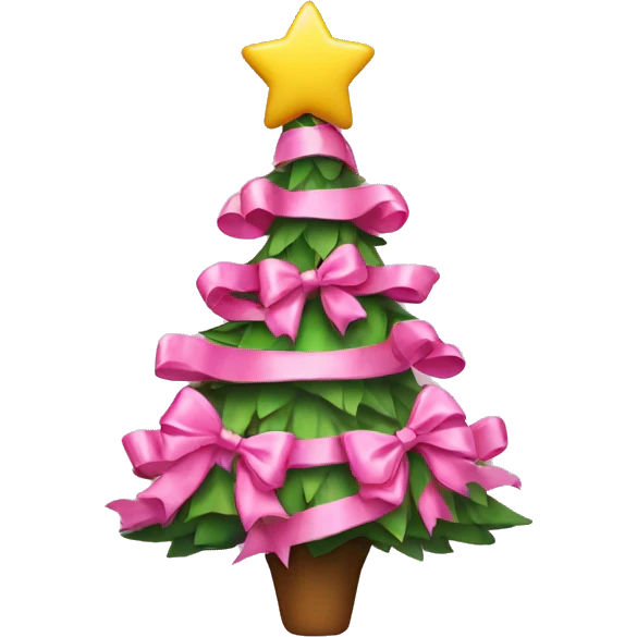 christmas tree with pink bows on it emoji