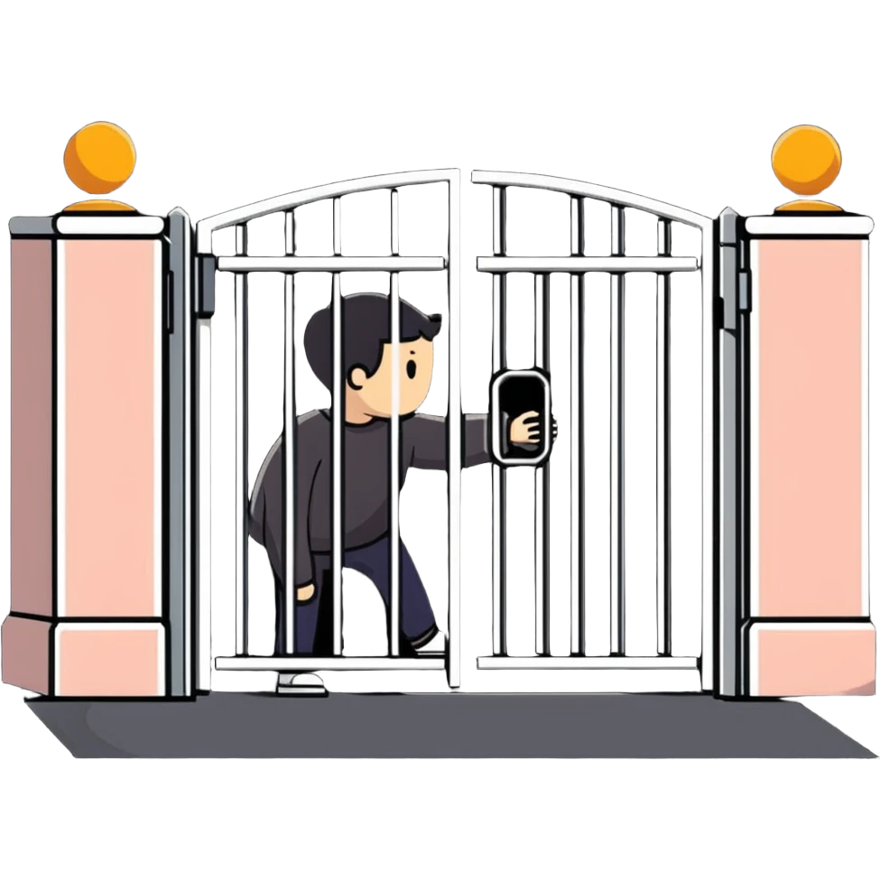 person blocking a gate, representing gatekeeping emoji