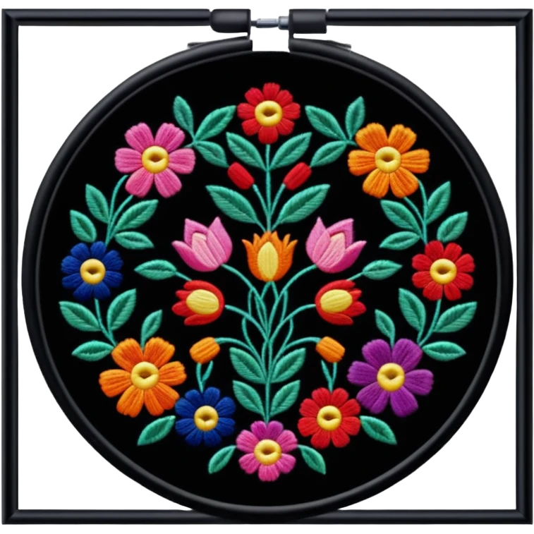 Framed embroidery emoji